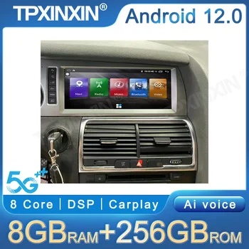 10,2-дюймовый сенсорный экран Bluetooth Беспроводное радио Android12 Авто Apple CarPlay Автомобильный мультимедийный для Audi Q7 2006-2015 Автомобильные аксессуары