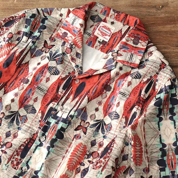 Новые Летние американские Ретро-рубашки с коротким рукавом, кубинским воротником, гавайским принтом, мужская мода, Приморский пляж, Свободные Повседневные блузки в цветочек