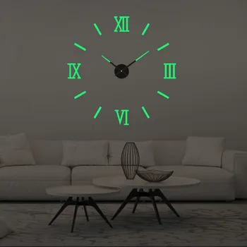 DIY Простые Креативные Светящиеся Цифровые Часы Без Перфорации Настенные Стикеры Часы Бесшумные Настенные Часы Офисное Украшение Стены Гостиной