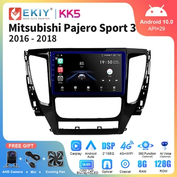 EKIY KK5 8 + 128 Г Для Mitsubishi Pajero Sport 3 2016-2018 Автомобильный Радио Мультимедийный Видеоплеер Android Auto Carplay GPS Стерео 2Din