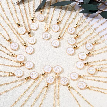 Минималистичное ожерелье с эмалью в виде буквы A-Z для женщин, подвеска с алфавитом золотого цвета, цепочка на шею, подарки для вечеринки на День рождения Оптом