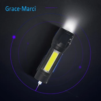 GM USB Перезаряжаемый светодиодный фонарик со встроенным аккумулятором Mini Light COB + XPE светодиодный фонарик Портативный масштабируемый фонарик для кемпинга