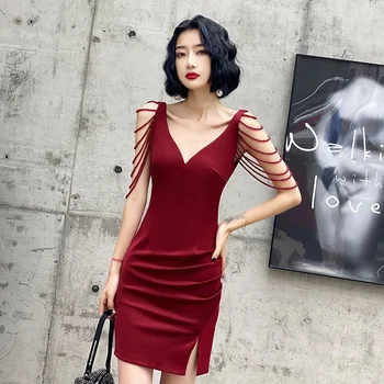 Маленькое красное вечернее платье для женщин 2023, новое легкое роскошное платье для гостей небольшого размера и высокого класса