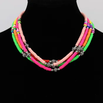 Ожерелья, украшения для женщин, Многоцветное ожерелье из полимерной глины, расшитое бисером, Модные Аксессуары