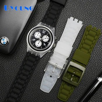Силиконовый ремешок для часов Swatch, 19 мм, заменит резиновый классический браслет, водонепроницаемые аксессуары для часов особого стиля, мужские