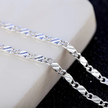 Новое роскошное серебро 925 пробы, специальные плоские цепочки на ключицы толщиной 2 мм, ожерелья для мужчин и женщин, свадебные украшения, рождественские подарки 40-75 см