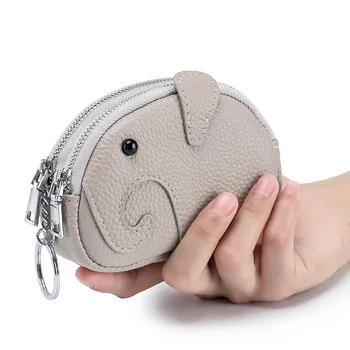 Креативный японский кошелек в виде слона из воловьей кожи, новый женский мини-милый мешочек для монет на двойной молнии, Милый кошелек для монет