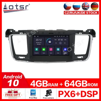 AOTSR GPS Навигационный Автомобильный плеер Android 10 4G + 64GB PX6 Для PEUGEOT 508 2011-2018 Радио Мультимедийное Головное Устройство Стерео Бесплатная карта