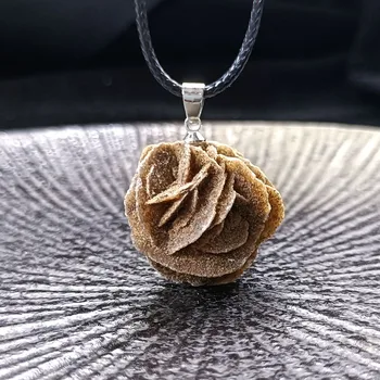 Натуральная марокканская Роза пустыни камень кулон ожерелье нерегулярные необработанный камень драгоценный камень минеральный образец ожерелье мужчины женщины ювелирные изделия DIY подарок