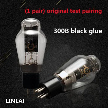 (1 пара) Электронная трубка LINLAI 300B / черная резиновая никелированная / белые фарфоровые позолоченные ножки / оригинальная тестовая пара