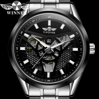 WINNER Автоматические механические мужские наручные часы в стиле милитари Спортивные мужские часы Лучший бренд класса Люкс Skeleton Модные Мужские часы Подарок 8147