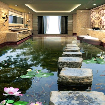 обои beibehang домашний декор Рулон обоев Creek stone мост водный поток 3D напольная плитка роспись самоклеящиеся обои