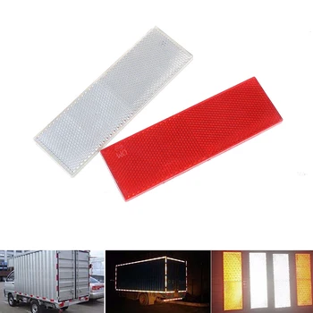 1шт 14,5 * 4,5 см Красно-белые предупреждающие светоотражающие наклейки на защитную пластину/ленту-отражатель
