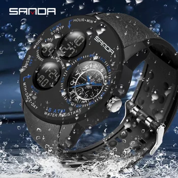 продвижение новых модных электронных часов серии Cool Constellation Dial Многофункциональные мужские студенческие молодежные часы sanda-6036
