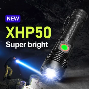 Мощные светодиодные фонари XHP 50 Outdoor EDC Self Defense Zoom с USB зарядкой Фонарик, используемый для приключенческого кемпинга Lanterna Tool