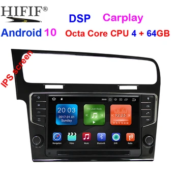 IPS 2Din 7-дюймовый Автомобильный мультимедийный плеер Android 10,0 с GPS для VW Golf 7 2013 (piano black) Восьмиядерный Быстрая загрузка 4G RAM 64G ROM