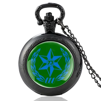 Классический черный значок израильской полиции, стеклянные кварцевые карманные часы с кабошоном, Винтажные Мужские И Женские часы-цепочки, подарки