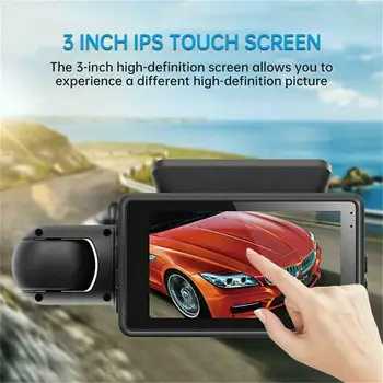 2-Объективный Автомобильный Видеомагнитофон HD1080P Dash Cam Автомобильный Черный Ящик 3,0-дюймовая IPS Камера Рекордер Ночного Видения G Sensor Dvr