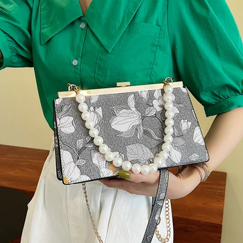Высококачественные женские сумки с жемчужной ручкой, дизайнерские женские сумки-мессенджеры из искусственной кожи, модная женская сумка через плечо