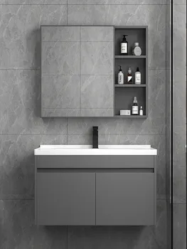 шкаф для ванной комнаты из нержавеющей стали 304, простой шиферный умывальник для ванной комнаты, керамическая комбинация встроенных шкафов для умывальника