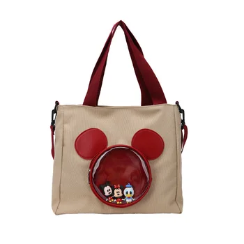 Disney Холст большой емкости Мультфильм Мода Микки Женская сумка Японская сумка через плечо через одно плечо
