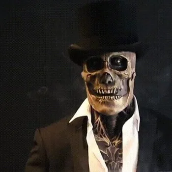 Новейшая биохимическая маска скелета для косплея на Хэллоуин в 2021 году, реквизит для косплея, силиконовый чехол для головы со шляпой, распродажа по акции