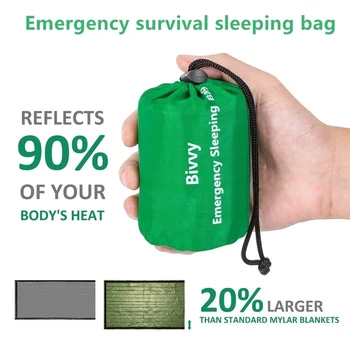 Открытый Водонепроницаемый легкий Бивачный тепловой аварийный спальный мешок, сумки-одеяла для выживания в походах, снаряжение для выживания на открытом воздухе