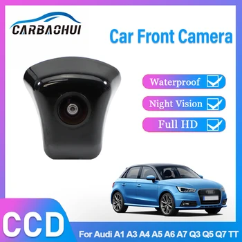 HD CCD Вид Спереди Автомобиля Парковка Ночного Видения Позитивный Логотип Камера Для Audi A1 A3 A4 A5 A6 A7 Q3 Q5 Q7 TT Фронтальная Камера Широкоугольный
