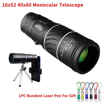 Мощный Монокулярный Телескоп 16x52 40x60 Long Range HD Зрительная Труба С Суперзумом Монокулярный Оптический Прицел Для Кемпинга Рыбалки