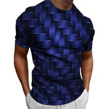 Летняя мужская футболка в простом стиле С геометрическим рисунком и 3D-принтом, индивидуальный топ, Свободный, негабаритный, быстросохнущий, спортивный, с короткими рукавами