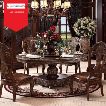 Изготовленная на заказ европейская комбинация круглого стола и стула, высококачественный обеденный стол, ресторанная мебель с поворотным столом