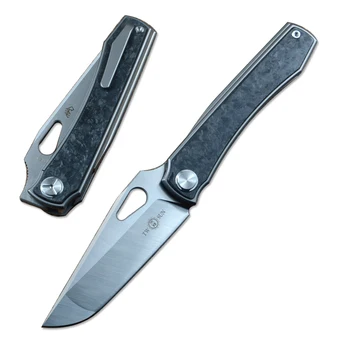 Складные ножи со стальным лезвием M390, ручка из титанового углеродного волокна, Походный охотничий инструмент для тактического ножа Two Sun TS136
