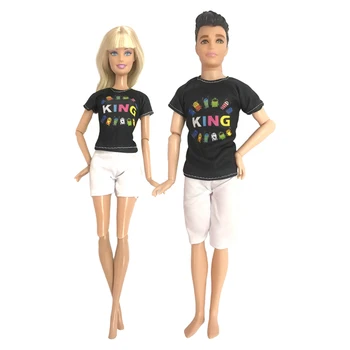 NK 2 комплекта Летний Черный наряд для пары, платье, праздничная одежда для Барби, аксессуары для мальчика-куклы Кена, игрушка
