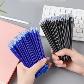 50 шт, сменные гелевые ручки, игла 0,5 мм, черные / синие чернила, Сменные ручки, Офисные школьные принадлежности для детей