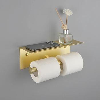 ULA Gold Black Держатель туалетной бумаги на настенной полке для туалета, Аксессуары для рулонной бумаги для ванной Комнаты, Кухонные Принадлежности для салфеток, Держатели полотенец
