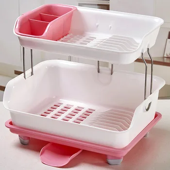 Кухонная двухслойная подставка для сливных унитазов, 2-слойная подставка для хранения посуды, Пластиковая подставка для посуды, Многофункциональный новый продукт