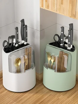 Поворотный держатель ножа, стеллаж для хранения овощных ножей, ящик для хранения трубочек для палочек для еды, многофункциональная встроенная кухня и бытовая техника