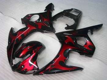 Пластиковые Обтекатели YZFR6 2003-2005 Black Red Flame Full Body Kits для YAMAHA YZFR6 04 05 Full Body Kits YZF R6 04 05