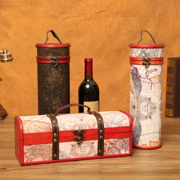 Ретро-коробка для упаковки красного вина, Одинарная Двойная Коробка для вина, Деревянная Коробка для хранения шампанского, Общая коробка для вина, Праздничная Подарочная коробка