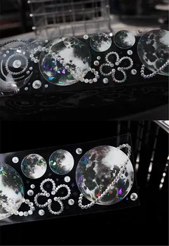 Винтажная цепочка из бисера Moon Washi PET Tape для изготовления карточек-планировщиков, декоративная наклейка для скрапбукинга 