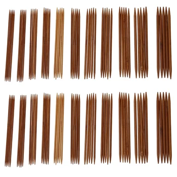 10 Комплектов 11 размеров, 5 дюймов (13 см), наборы для вязания из карбонизированного бамбука с двойным острием, набор игл (2,0 мм - 5,0 мм)