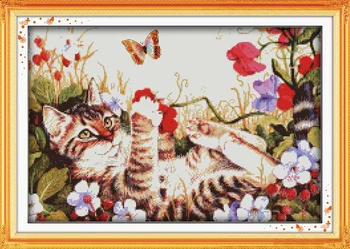 Набор для вышивания крестиком Leisure cat 14ct 11ct печать на холсте, вышивка, сделай сам, рукоделие ручной работы