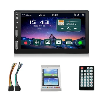 Автомобильная стереосистема Bluetooth с двойным Din, автомагнитола с сенсорным экраном Bluetooth, приемник MP5, аудиоплеер Mirror Link, 2USB AUX