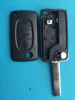 1шт Новая Сменная Заготовка Корпуса Ключа Для Peugeot 207 307 SW с 3 Кнопками FOB Remote Case Неразрезанное Лезвие HU83 С Пазом Без Деталей с Логотипом