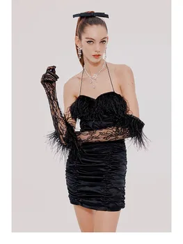 Модельер DALMAZZO Французское мини-платье на бретельках 2023 Новое Летнее Женское платье без рукавов с тонкой сексуальной упаковкой для вечеринки с ягодицами Vestidos