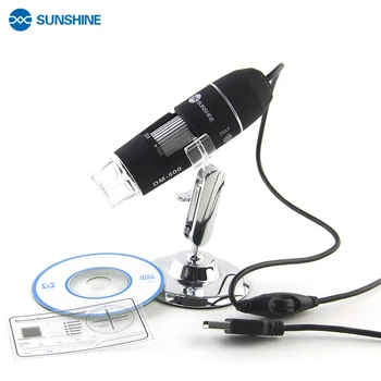Цифровой микроскоп SUNSHINE Mini USB с 500-кратной регулируемой лупой, электронный USB-микроскоп с 8 светодиодами для пайки
