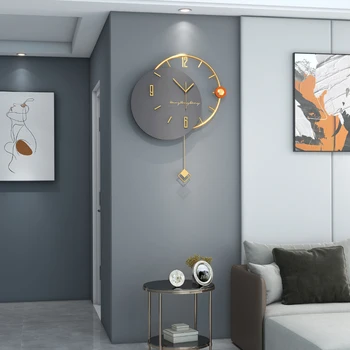 Декоративные настенные часы Iron Art Creative для гостиной с бесшумным размахом, Круглое кольцо с циферблатом высокой плотности с подвеской
