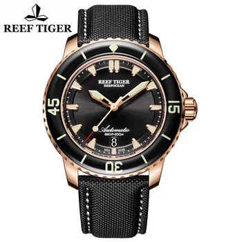 Reef Tiger / RT Мужские часы для дайвинга со светящейся датой, автоматические деловые наручные часы, Японский механический механизм, водонепроницаемость 200 м, глубина океана