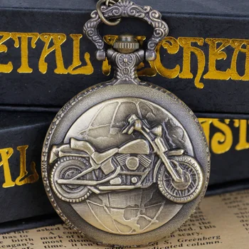 Рисунок мотоцикла автомобиля Кварцевые карманные часы классическое ожерелье кулон брелок часы подарки для женщин мужские