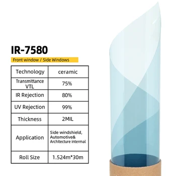 VLT75% IRR80% теплоизоляция УФ-защита Ультра Прозрачная нанокерамическая автомобильная тонированная пленка для окон солнечный рулон тонировки домашнего окна автомобиля